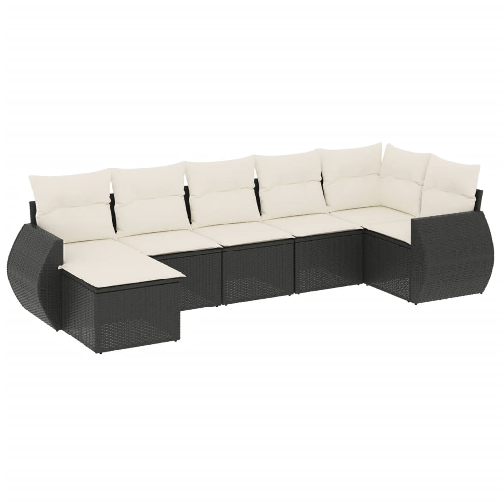 7-dijelni set vrtnih sofa od poliratana s jastucima crni
