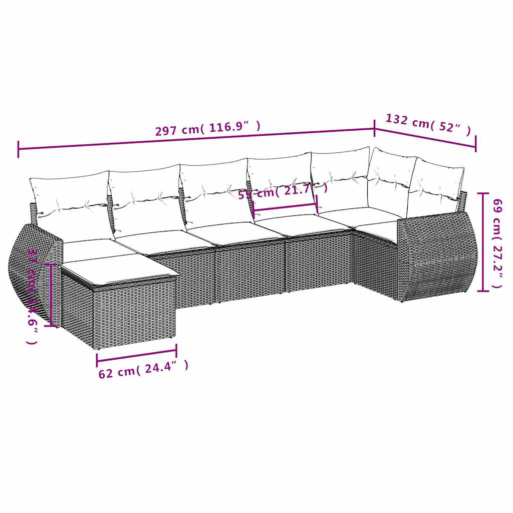 7-dijelni set vrtnih sofa svjetlosivi od poliratana