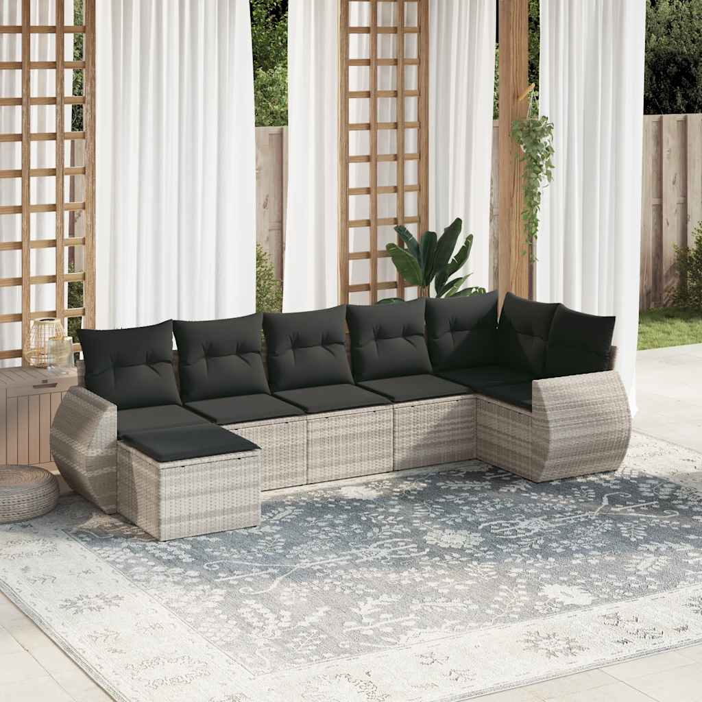 7-dijelni set vrtnih sofa svjetlosivi od poliratana