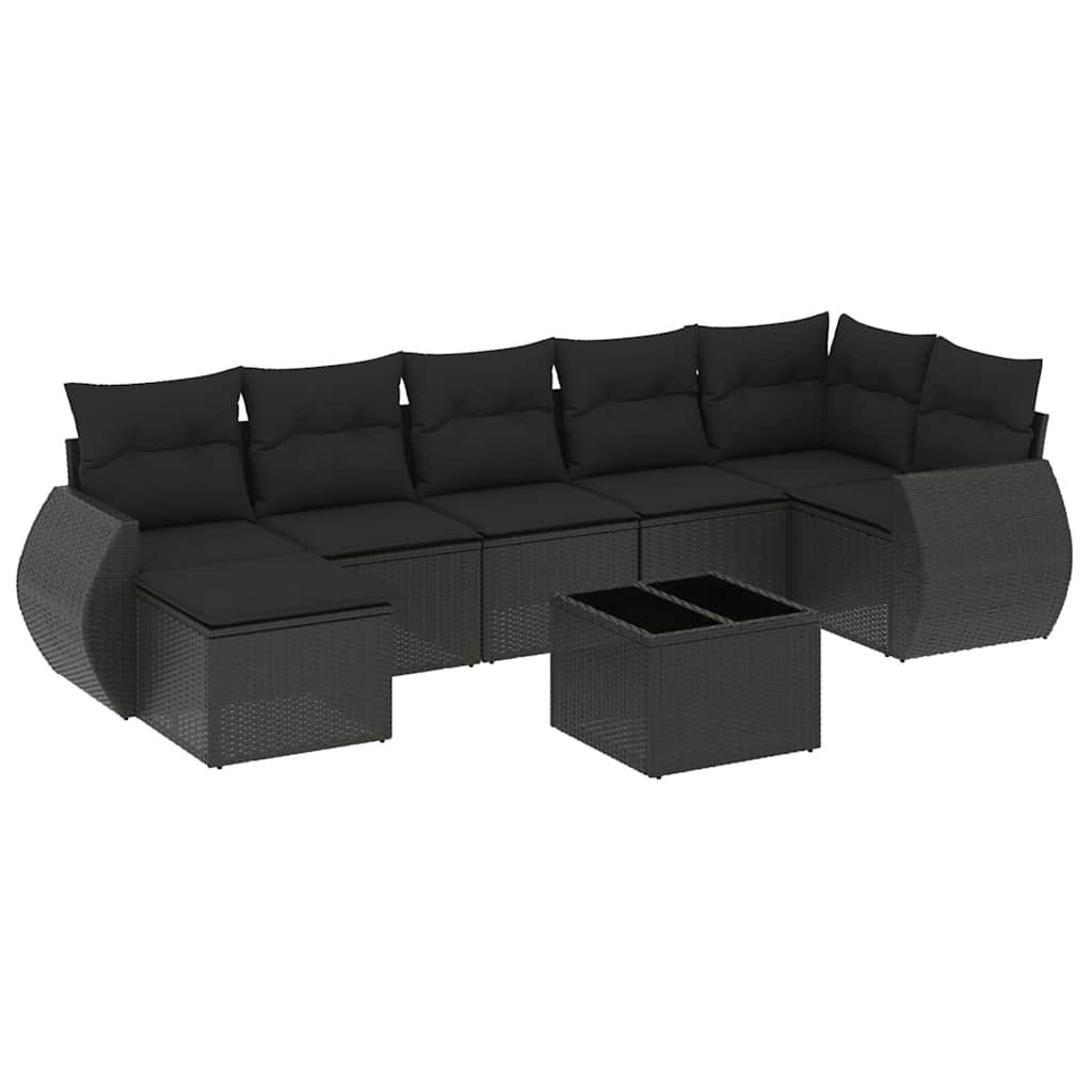 8-dijelni set vrtnih sofa od poliratana s jastucima crni