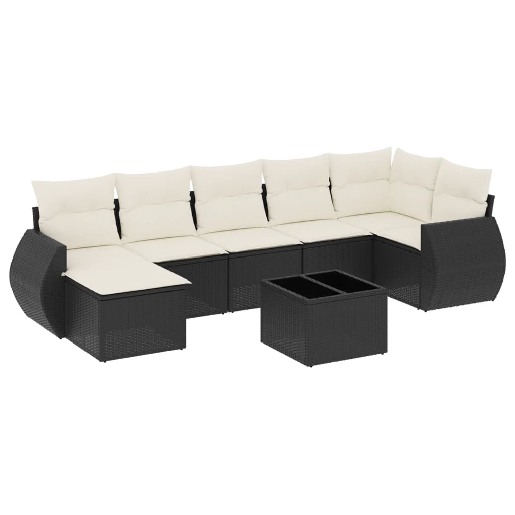 8-dijelni set vrtnih sofa od poliratana s jastucima crni