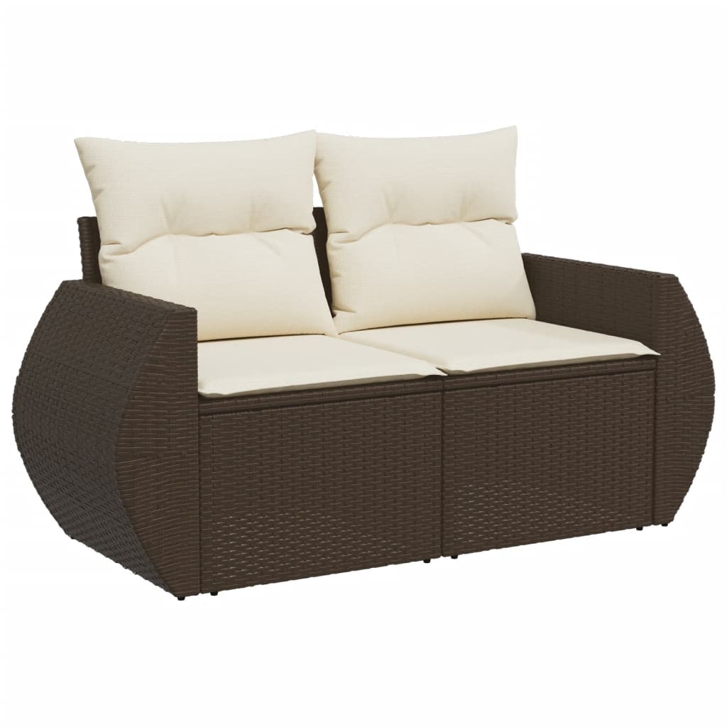 8-dijelni set vrtnih sofa s jastucima smeđi od poliratana