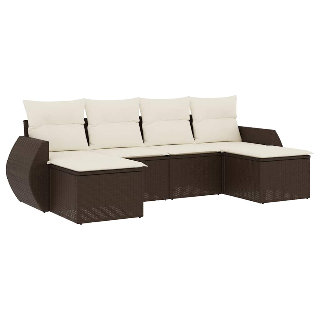 6-dijelni set vrtnih sofa od poliratana s jastucima smeđi