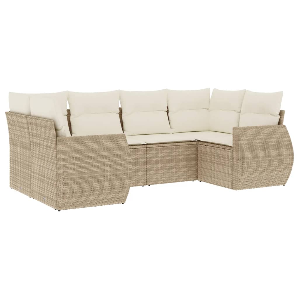 6-dijelni set vrtnih sofa s jastucima bež od poliratana