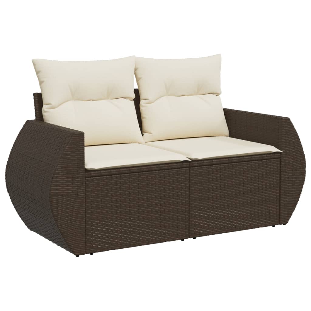 9-dijelni set vrtnih sofa s jastucima poliratan smeđi