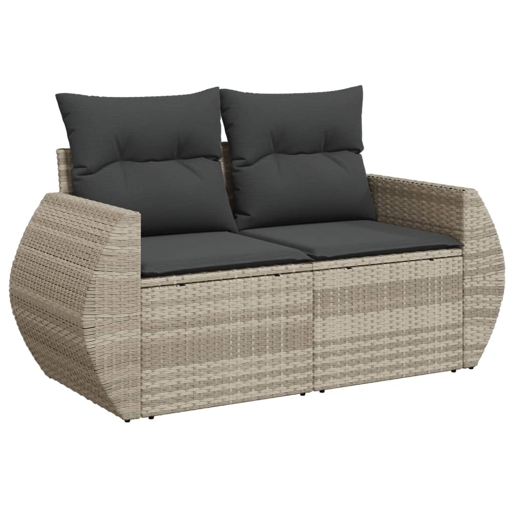 11-dijelni set vrtnih sofa poliratan s jastucima svijetlosivi