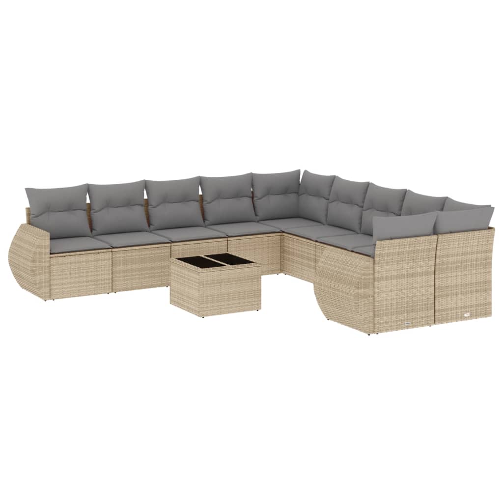 11-dijelni set vrtnih sofa od poliratana s jastucima bež
