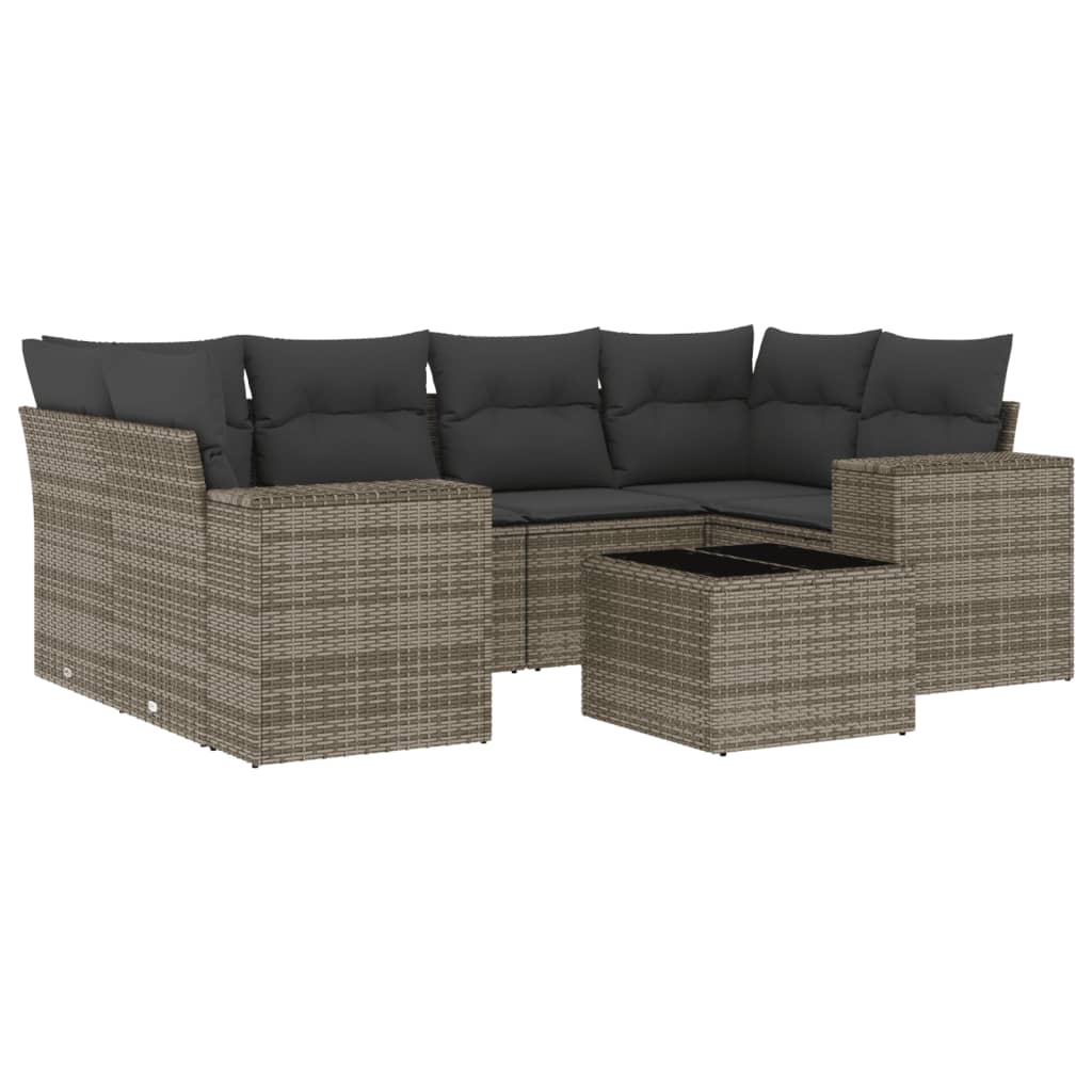7-dijelni set vrtnih sofa sivi od poliratana