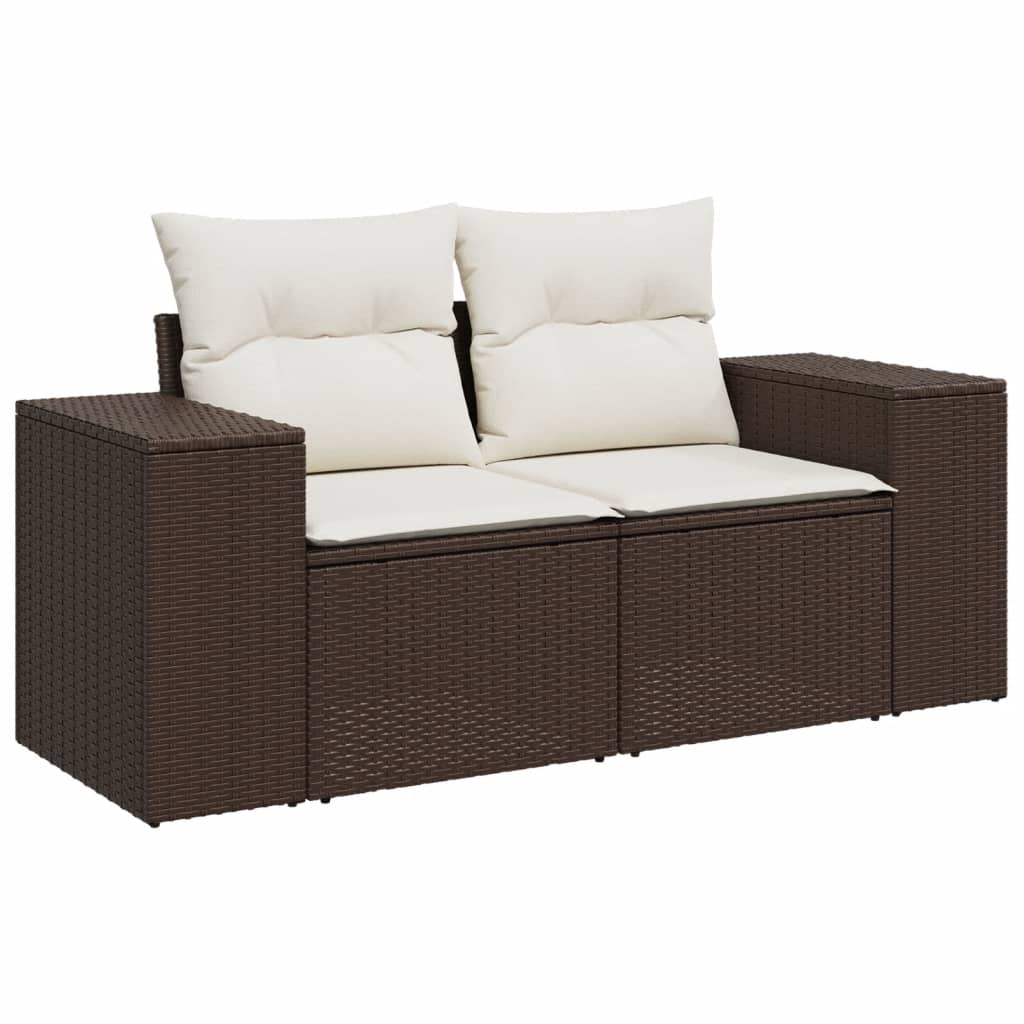 8-dijelni set vrtnih sofa s jastucima smeđi od poliratana