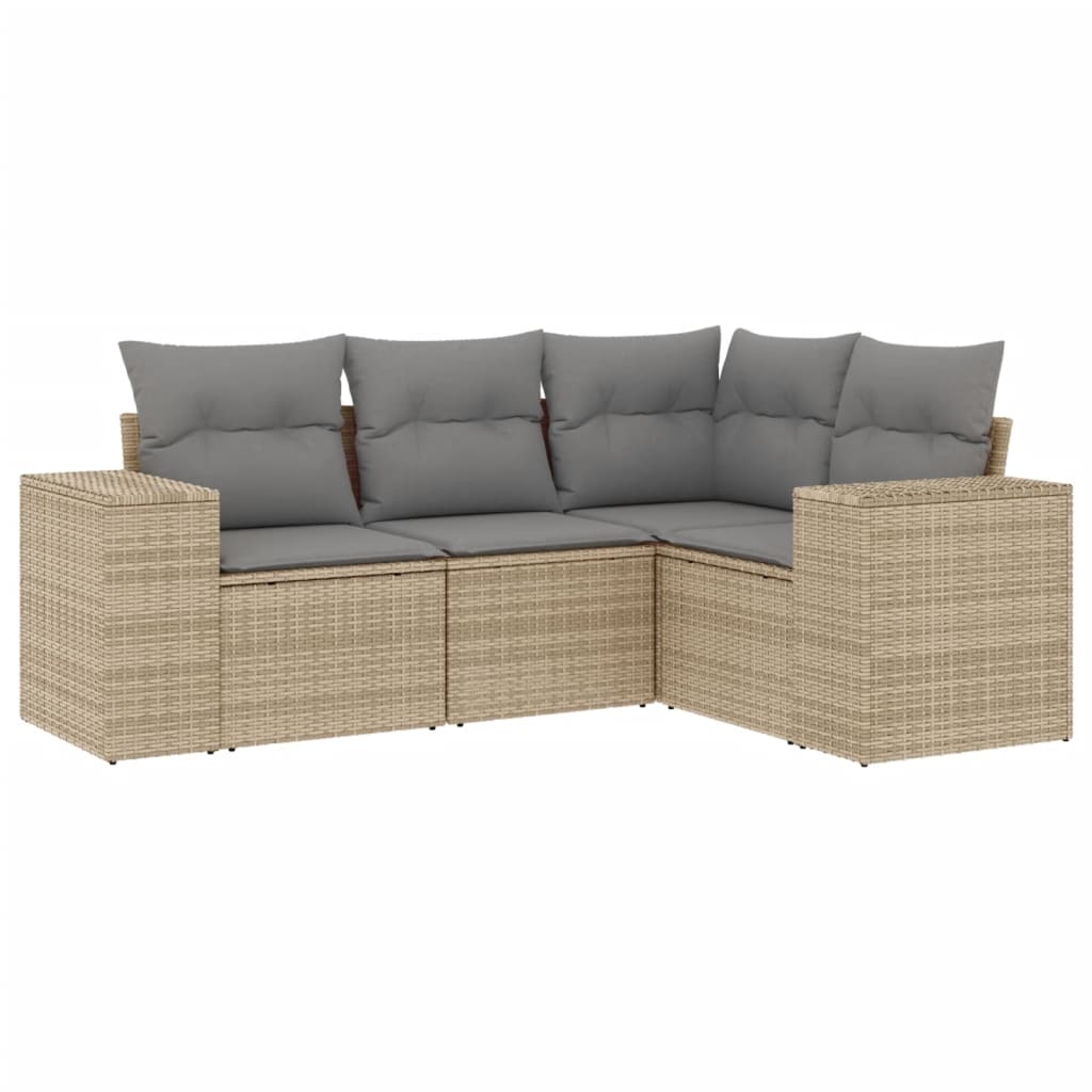 4-dijelni set vrtnih sofa s jastucima bež od poliratana