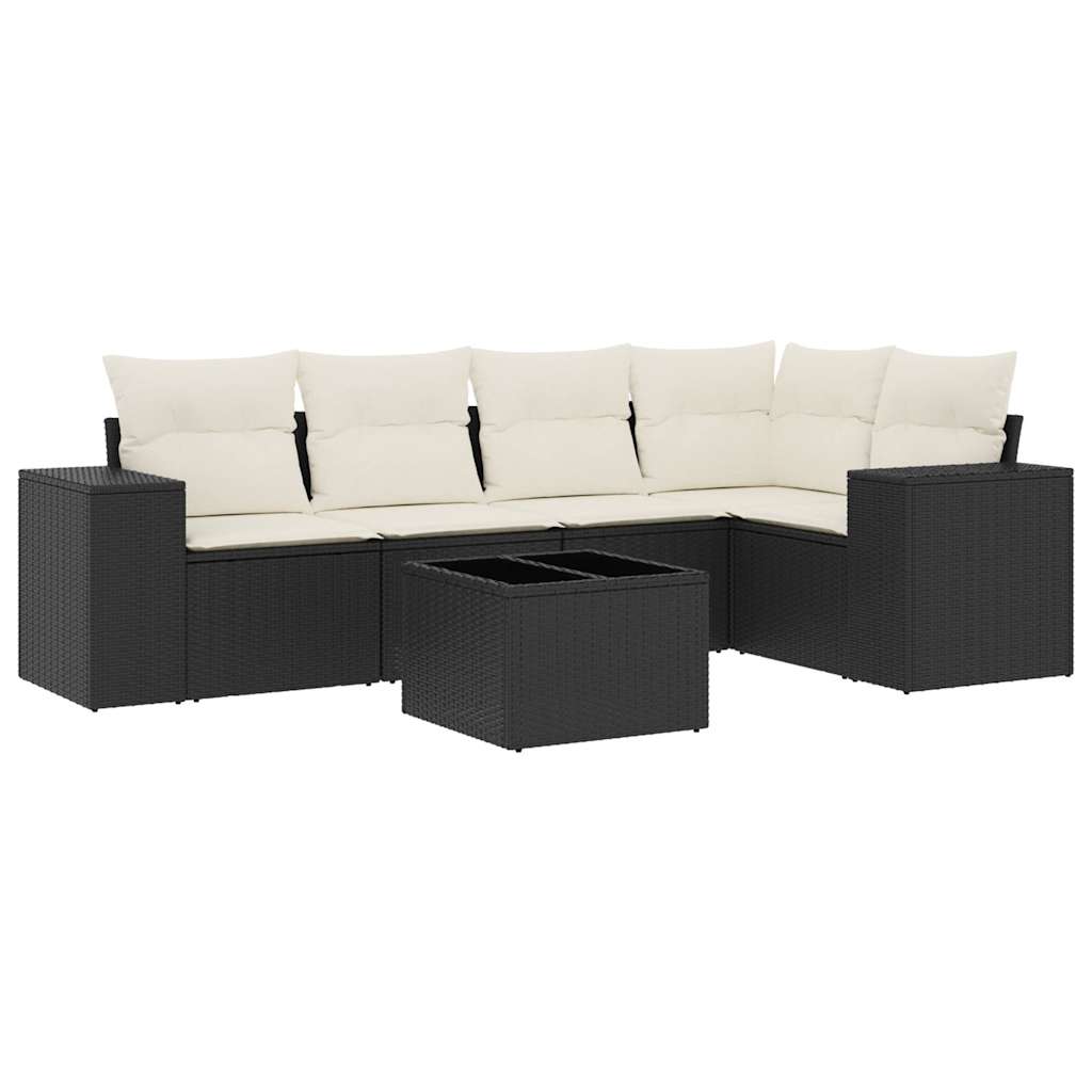 6-dijelni set vrtnih sofa s jastucima crni od poliratana