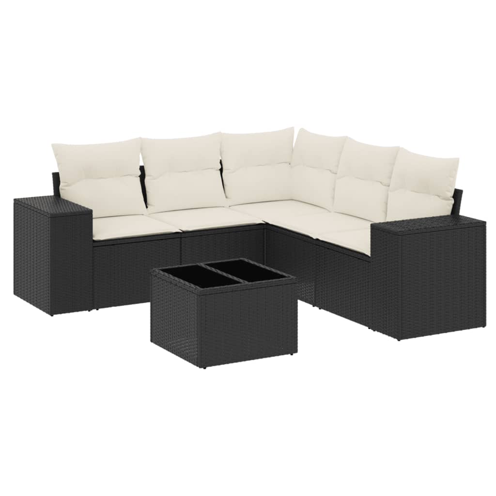 6-dijelni set vrtnih sofa s jastucima crni od poliratana