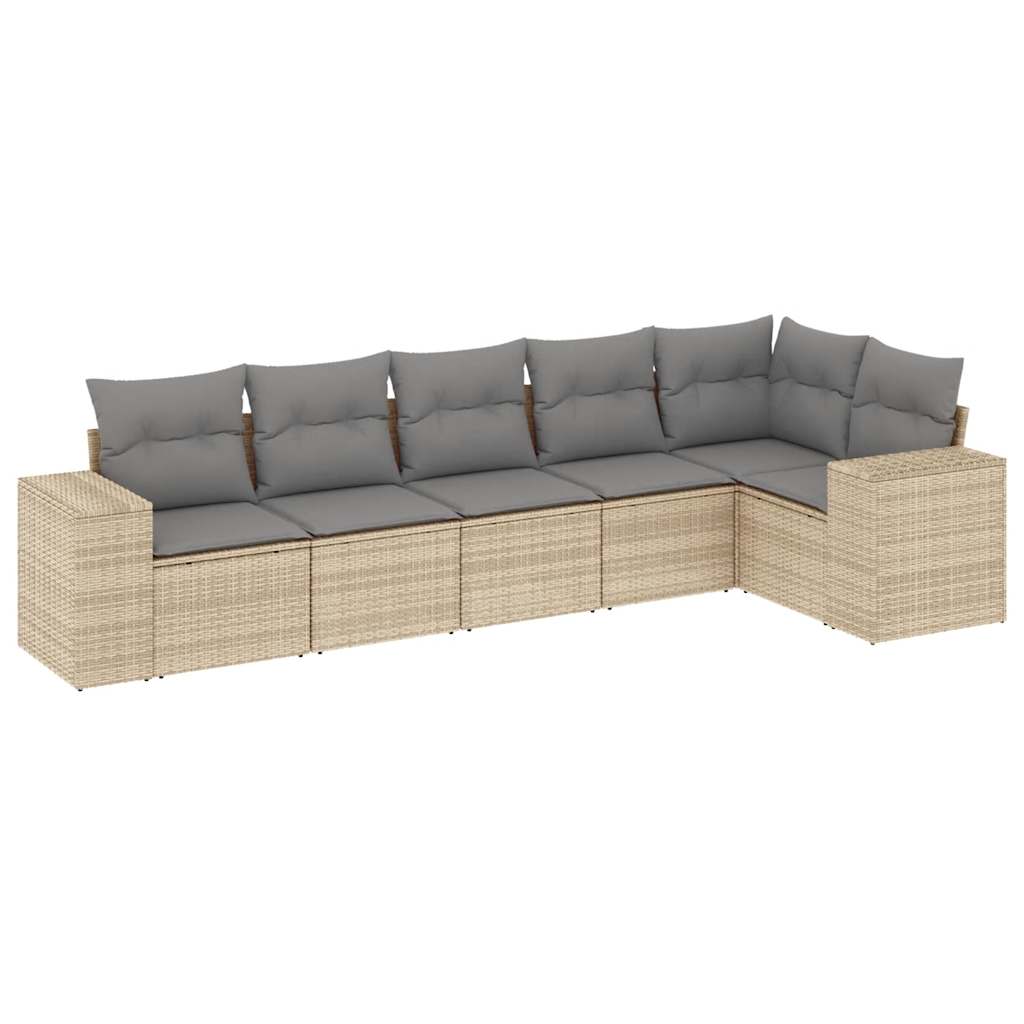 6-dijelni set vrtnih sofa s jastucima bež od poliratana