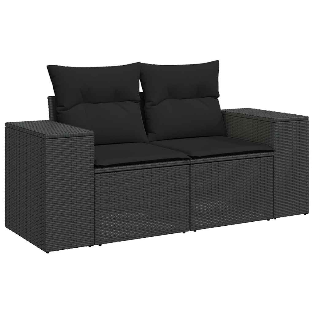 7-dijelni set vrtnih sofa od poliratana s jastucima crni