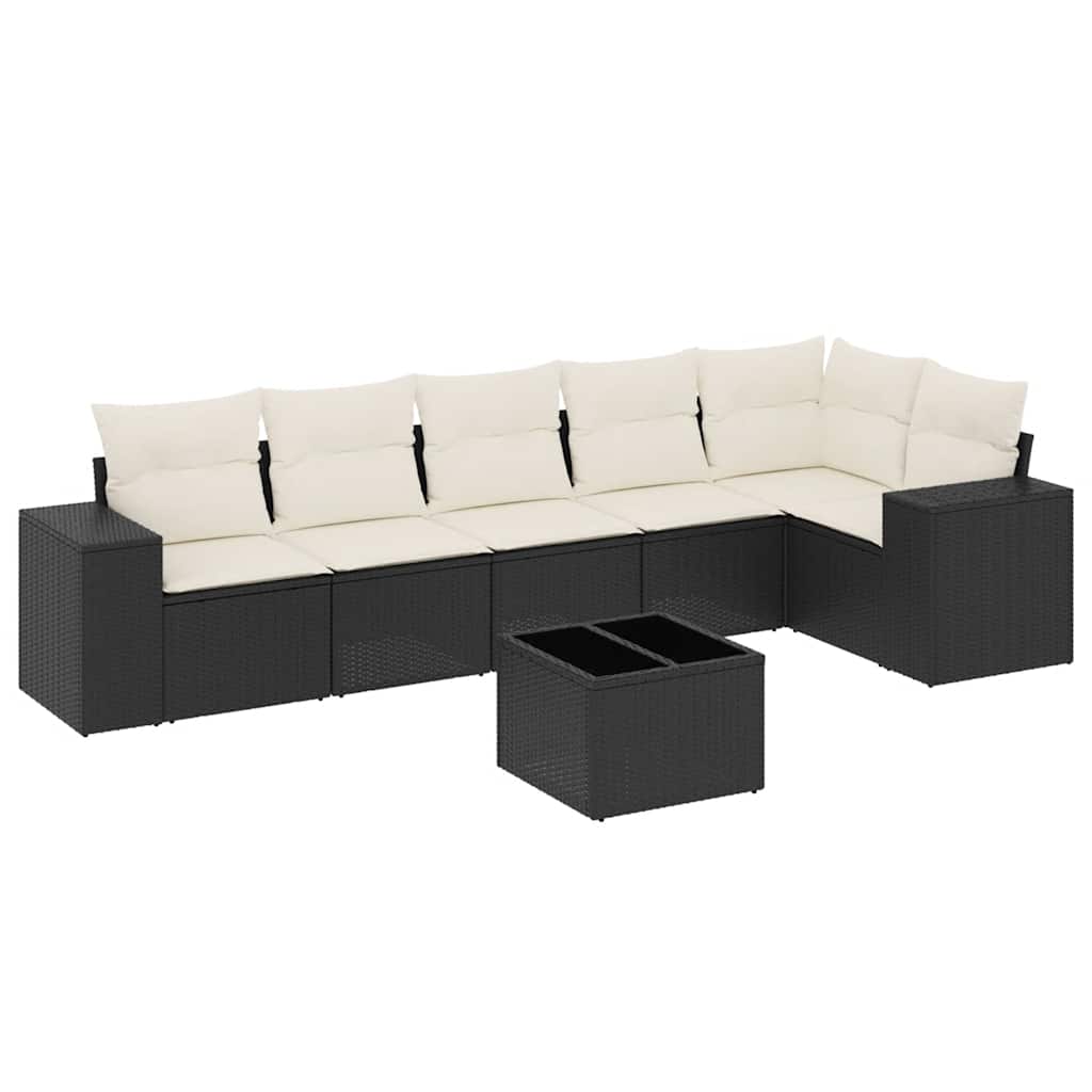 7-dijelni set vrtnih sofa od poliratana s jastucima crni