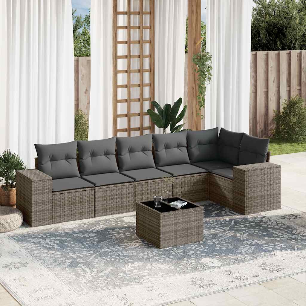 7-dijelni set vrtnih sofa sivi od poliratana