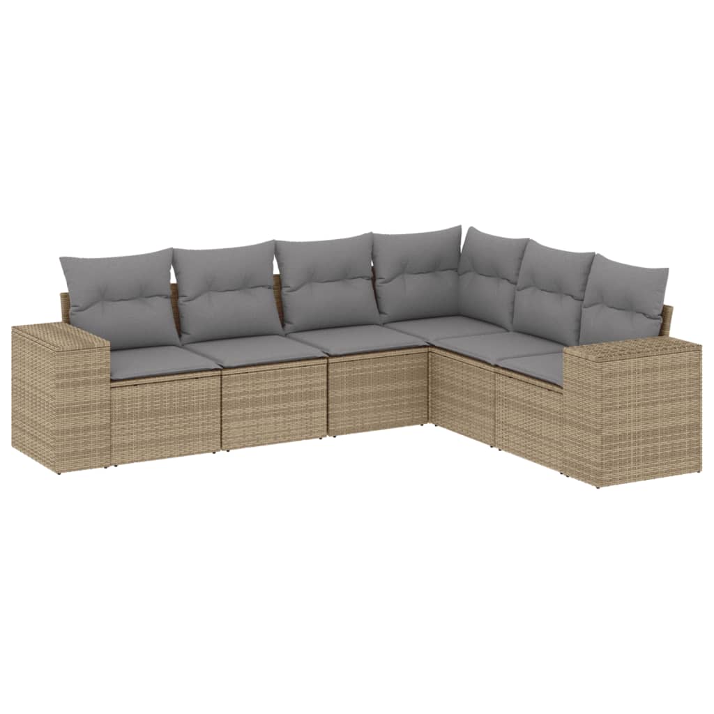 6-dijelni set vrtnih sofa s jastucima bež od poliratana