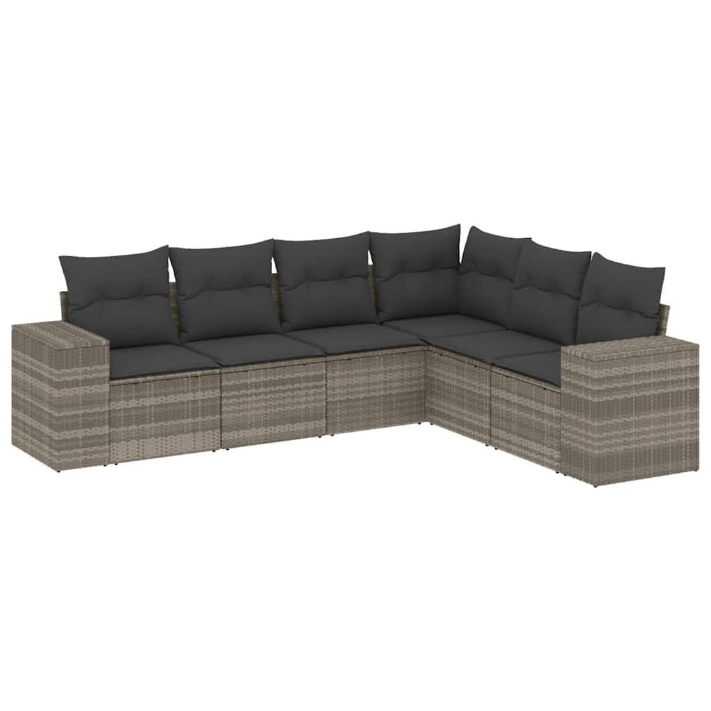 6-dijelni set vrtnih sofa od poliratana s jastucima svjetlosivi
