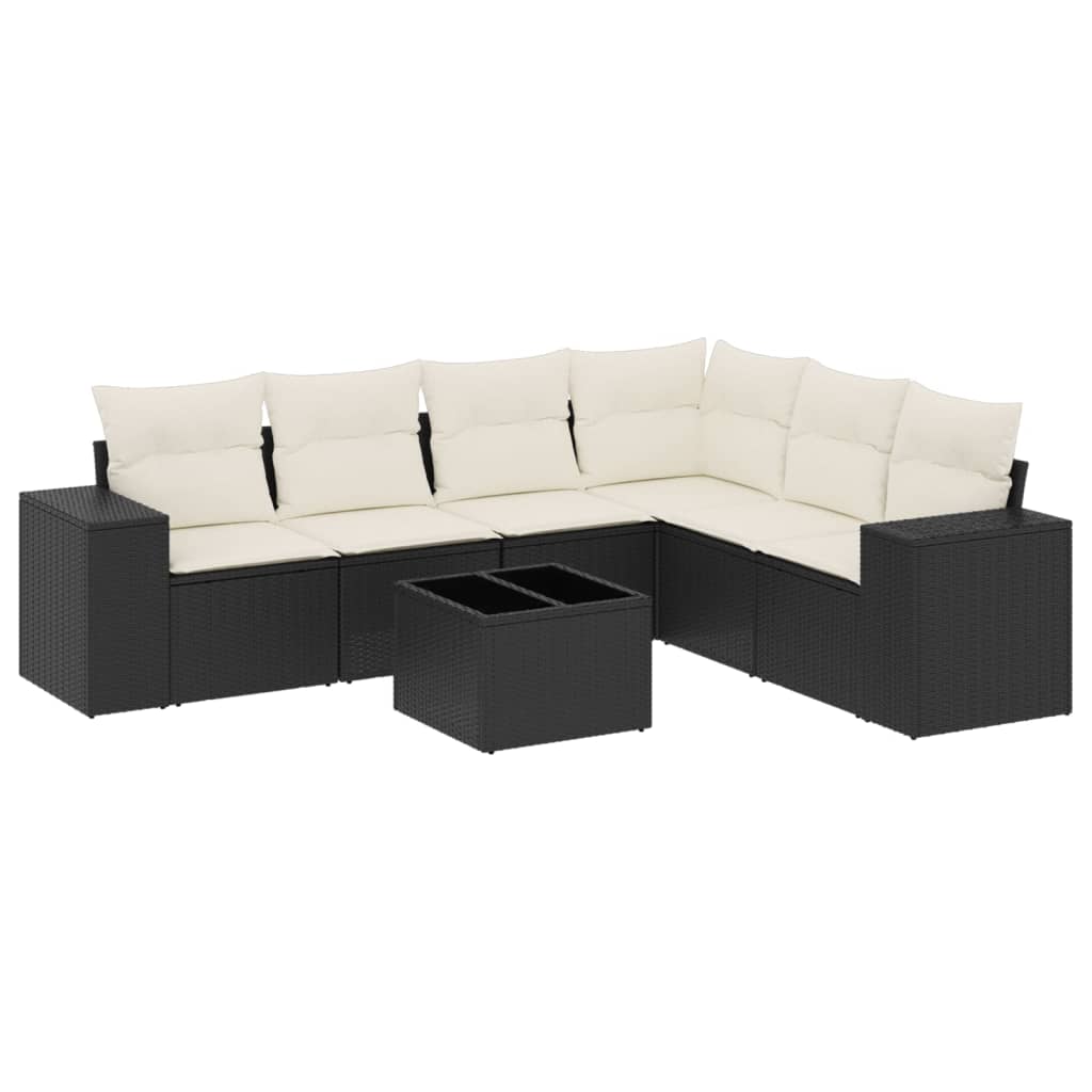 7-dijelni set vrtnih sofa od poliratana s jastucima crni