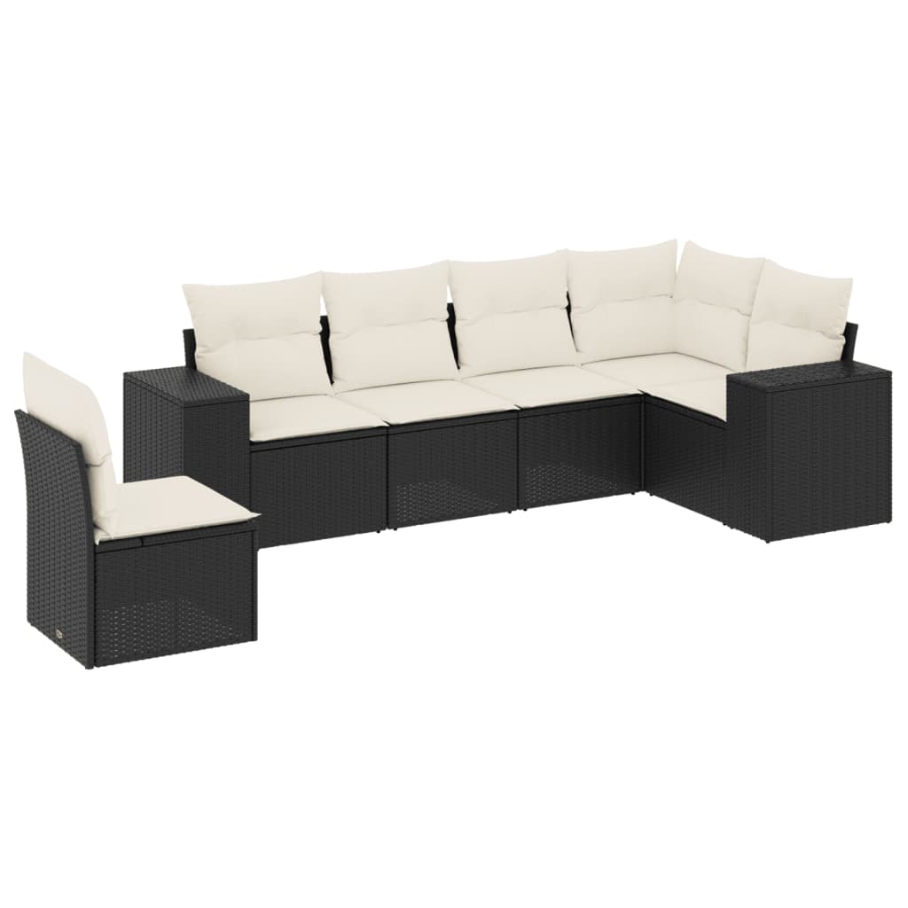 6-dijelni set vrtnih sofa s jastucima crni od poliratana