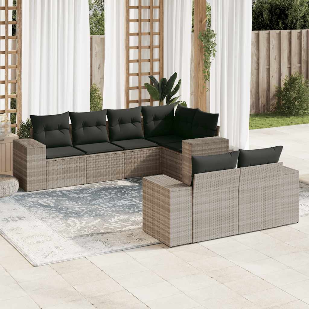 7-dijelni set vrtnih sofa svjetlosivi od poliratana