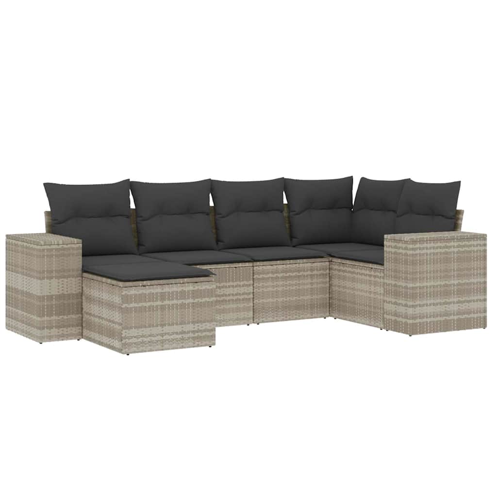 6-dijelni set vrtnih sofa od poliratana s jastucima svjetlosivi