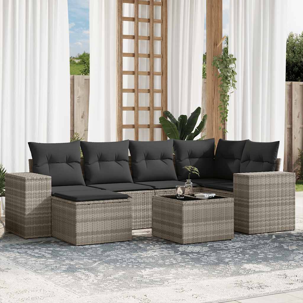 7-dijelni set vrtnih sofa svjetlosivi od poliratana
