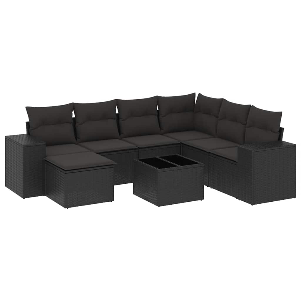 8-dijelni set vrtnih sofa od poliratana s jastucima crni