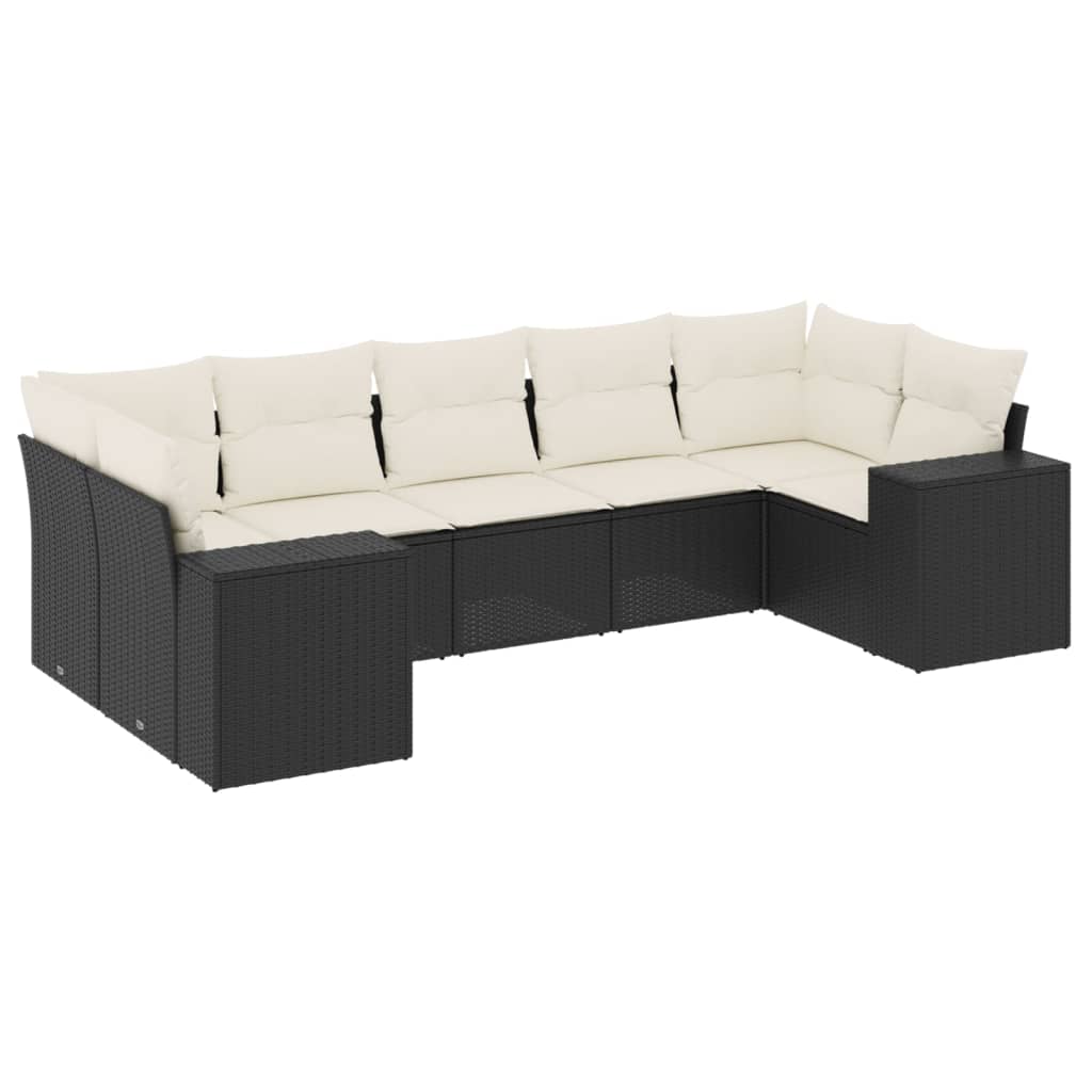 7-dijelni set vrtnih sofa od poliratana s jastucima crni
