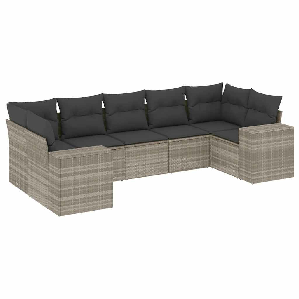 7-dijelni set vrtnih sofa svjetlosivi od poliratana