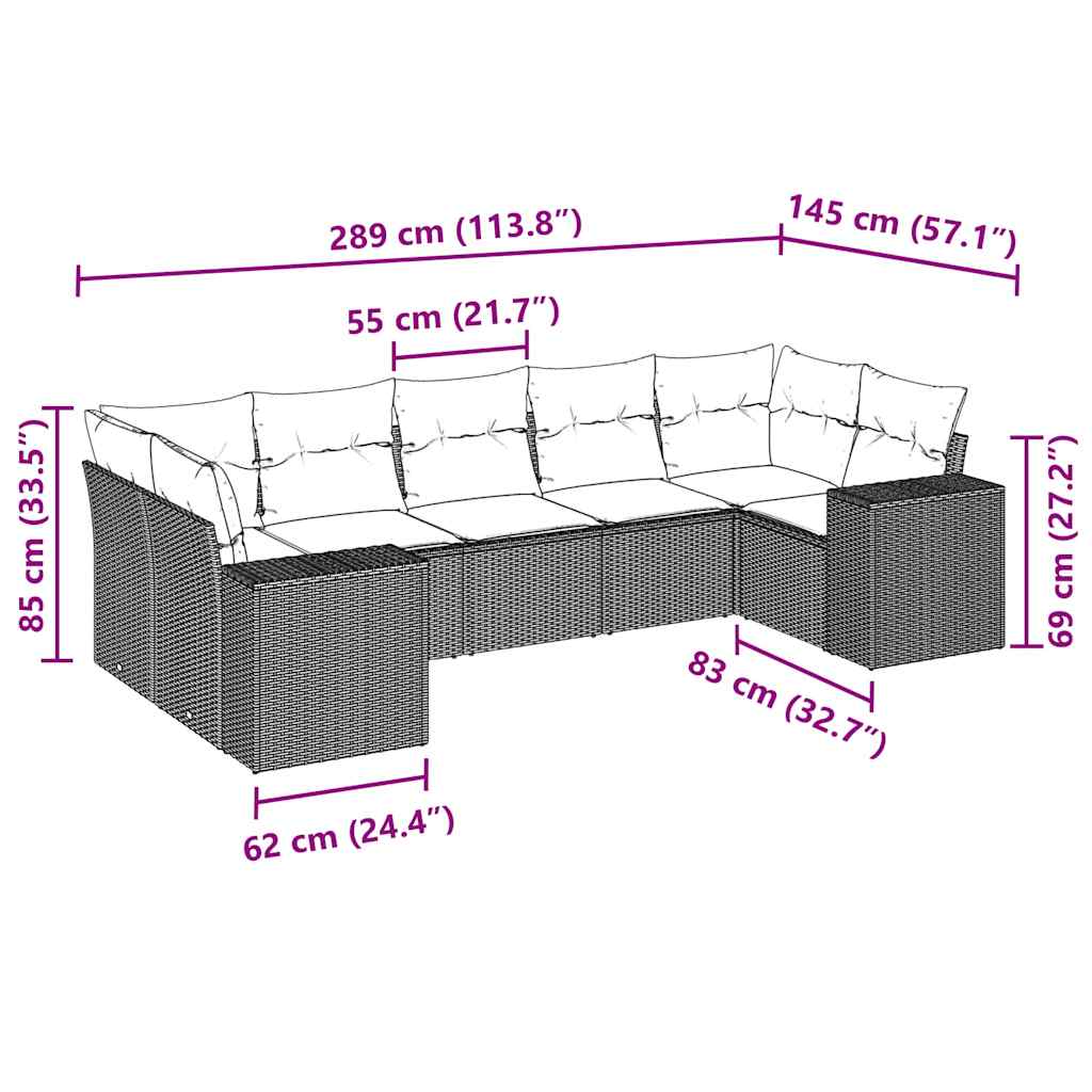 7-dijelni set vrtnih sofa svjetlosivi od poliratana