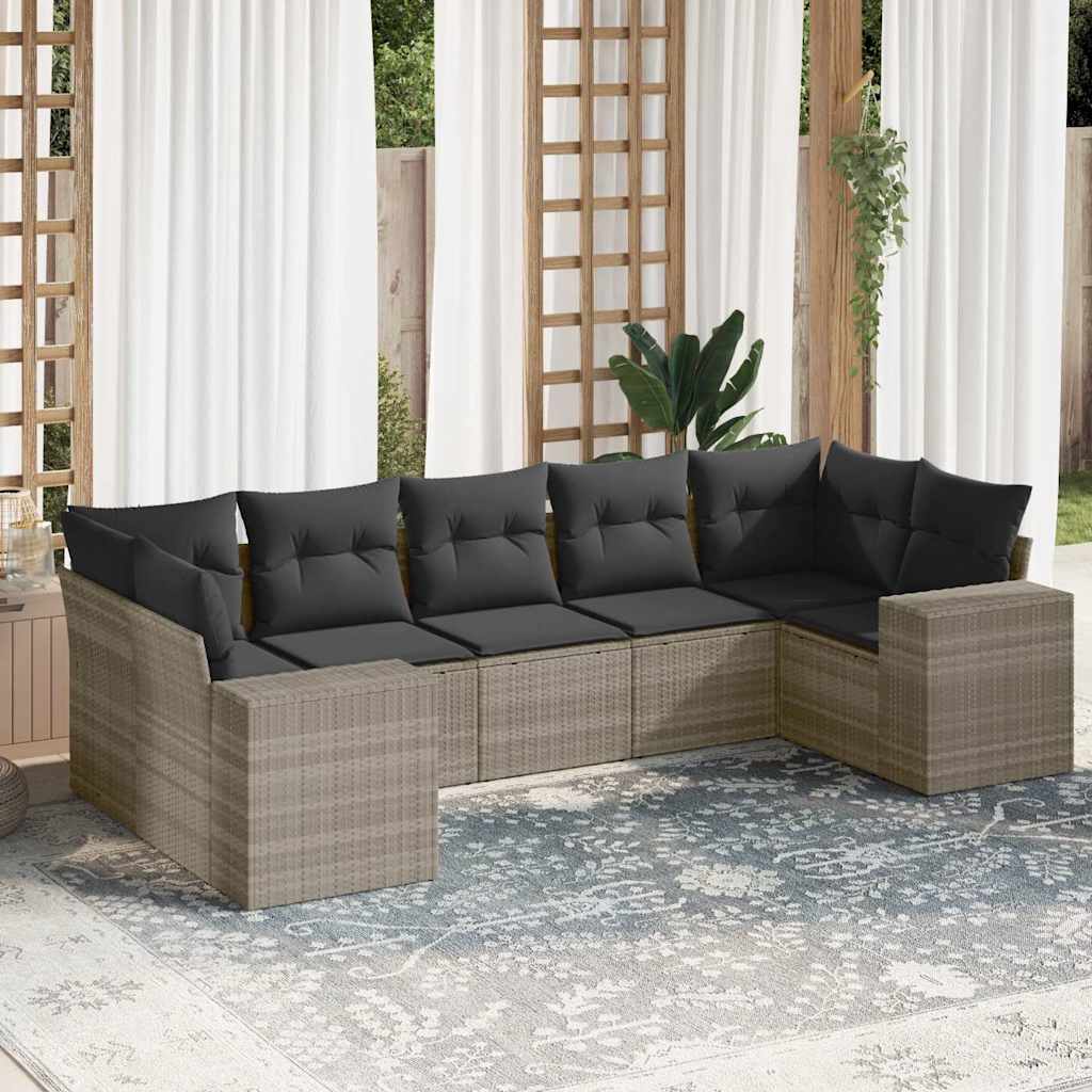 7-dijelni set vrtnih sofa svjetlosivi od poliratana