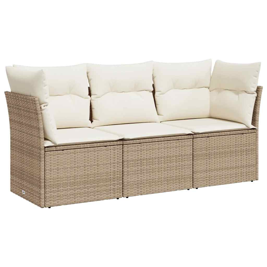 3-dijelni set vrtnih sofa od poliratana s jastucima bež