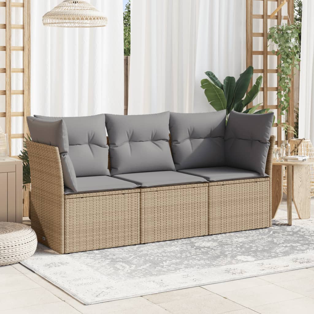 3-dijelni set vrtnih sofa od poliratana s jastucima bež
