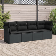 4-dijelni set vrtnih sofa od poliratana s jastucima crni