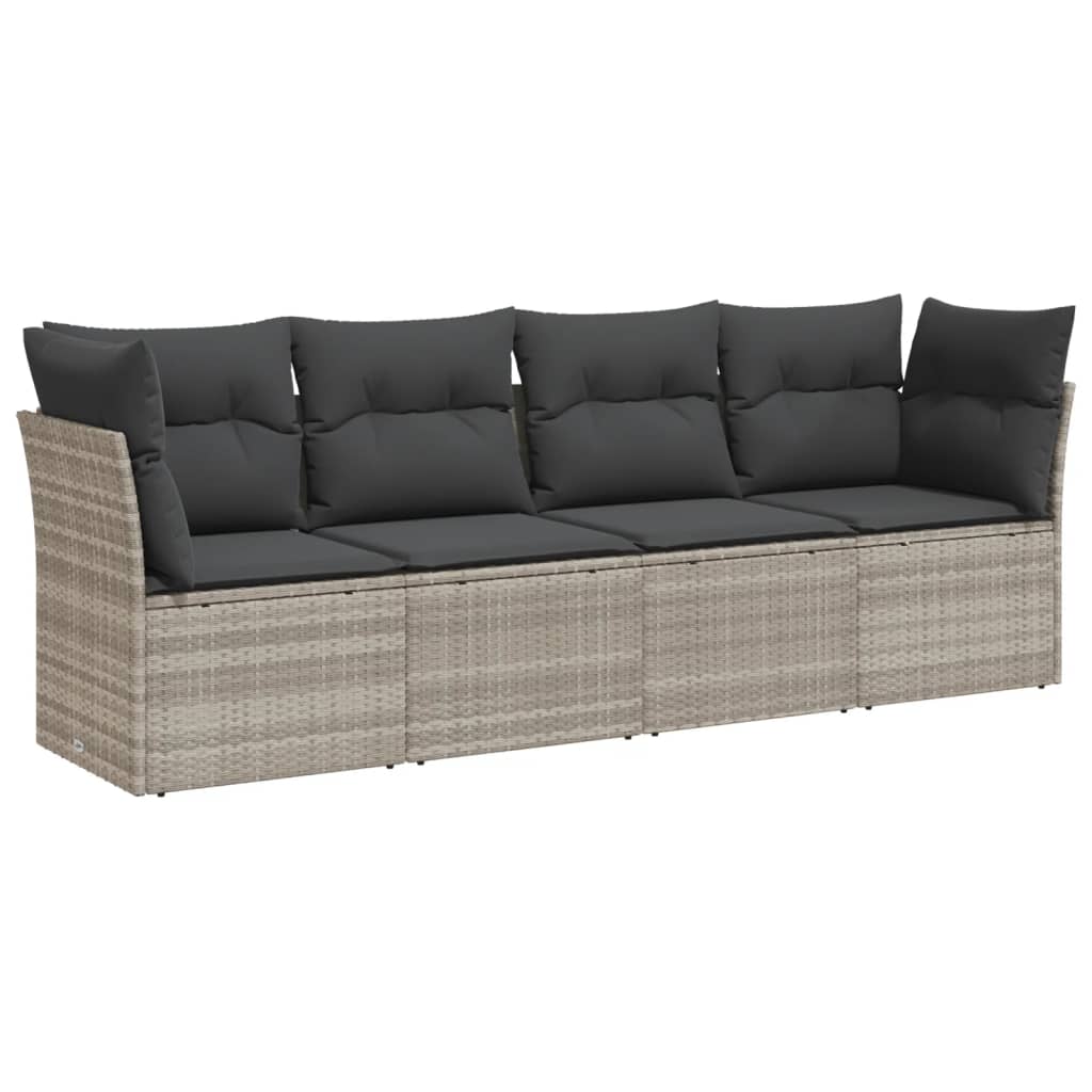 4-dijelni set vrtnih sofa s jastucima svijetlosivi poliratan