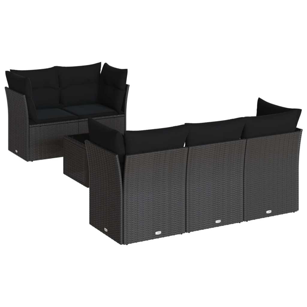 6-dijelni set vrtnih sofa s jastucima crni od poliratana