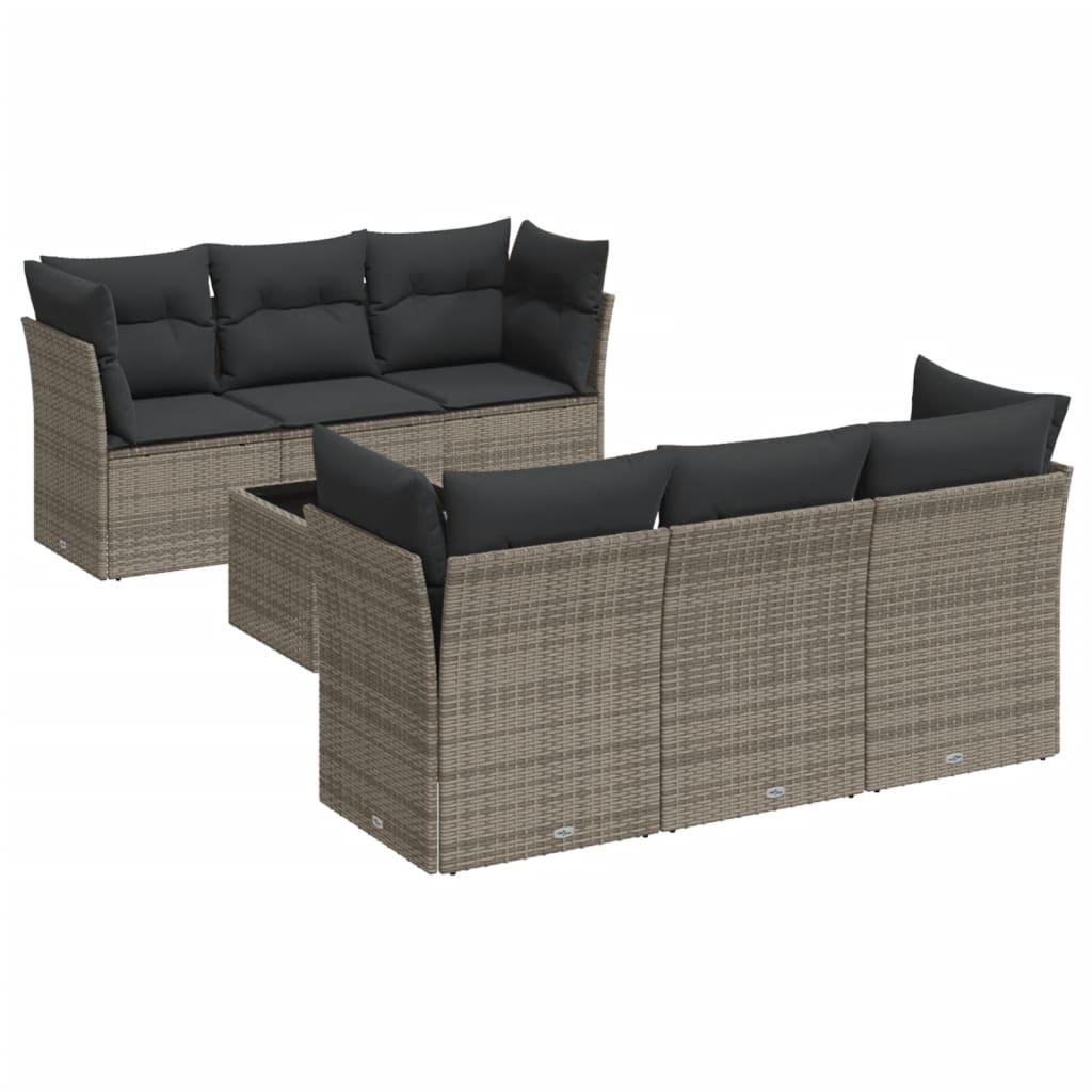 7-dijelni set vrtnih sofa sivi od poliratana