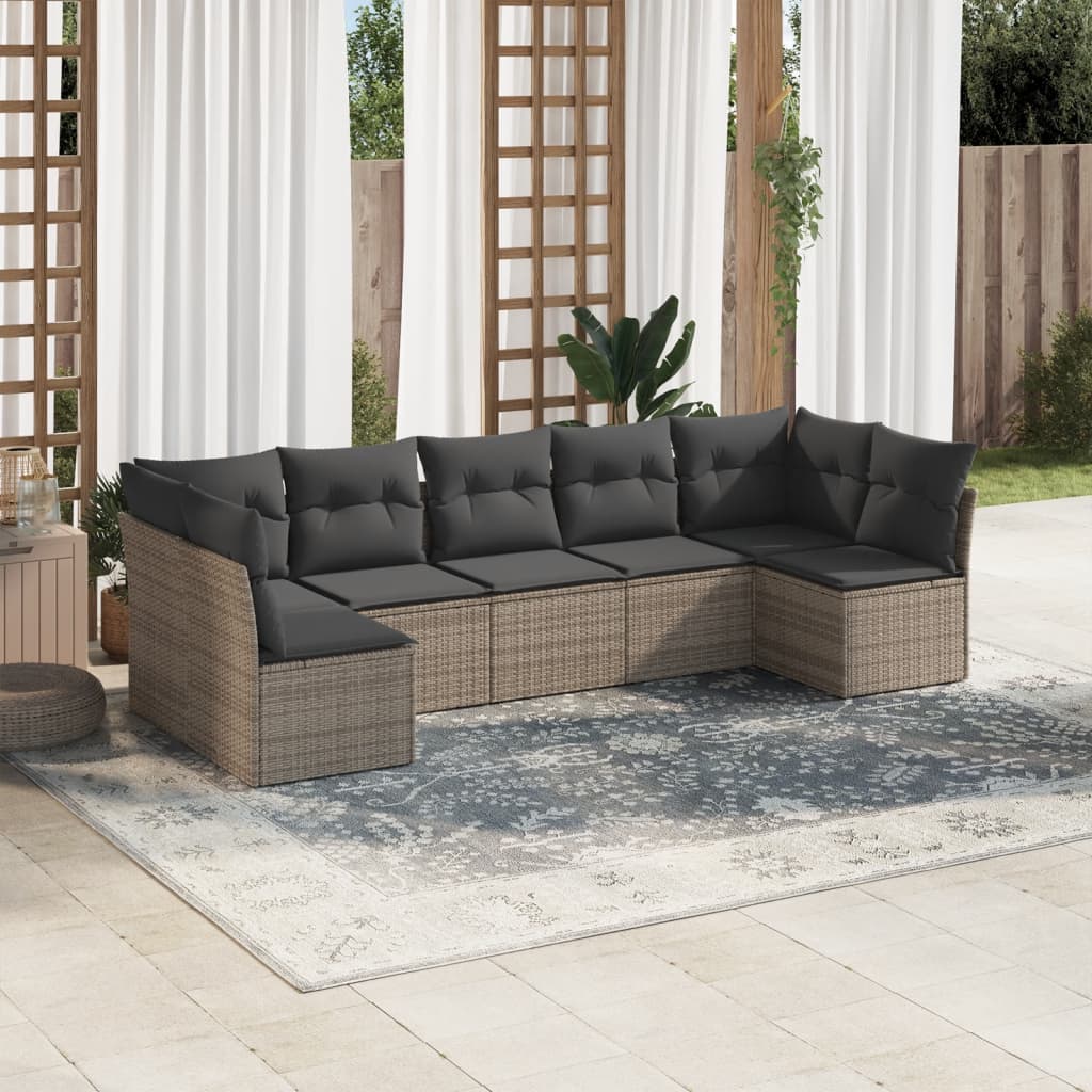 7-dijelni set vrtnih sofa sivi od poliratana