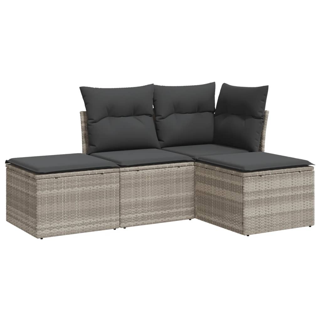 4-dijelni set vrtnih sofa s jastucima svijetlosivi poliratan