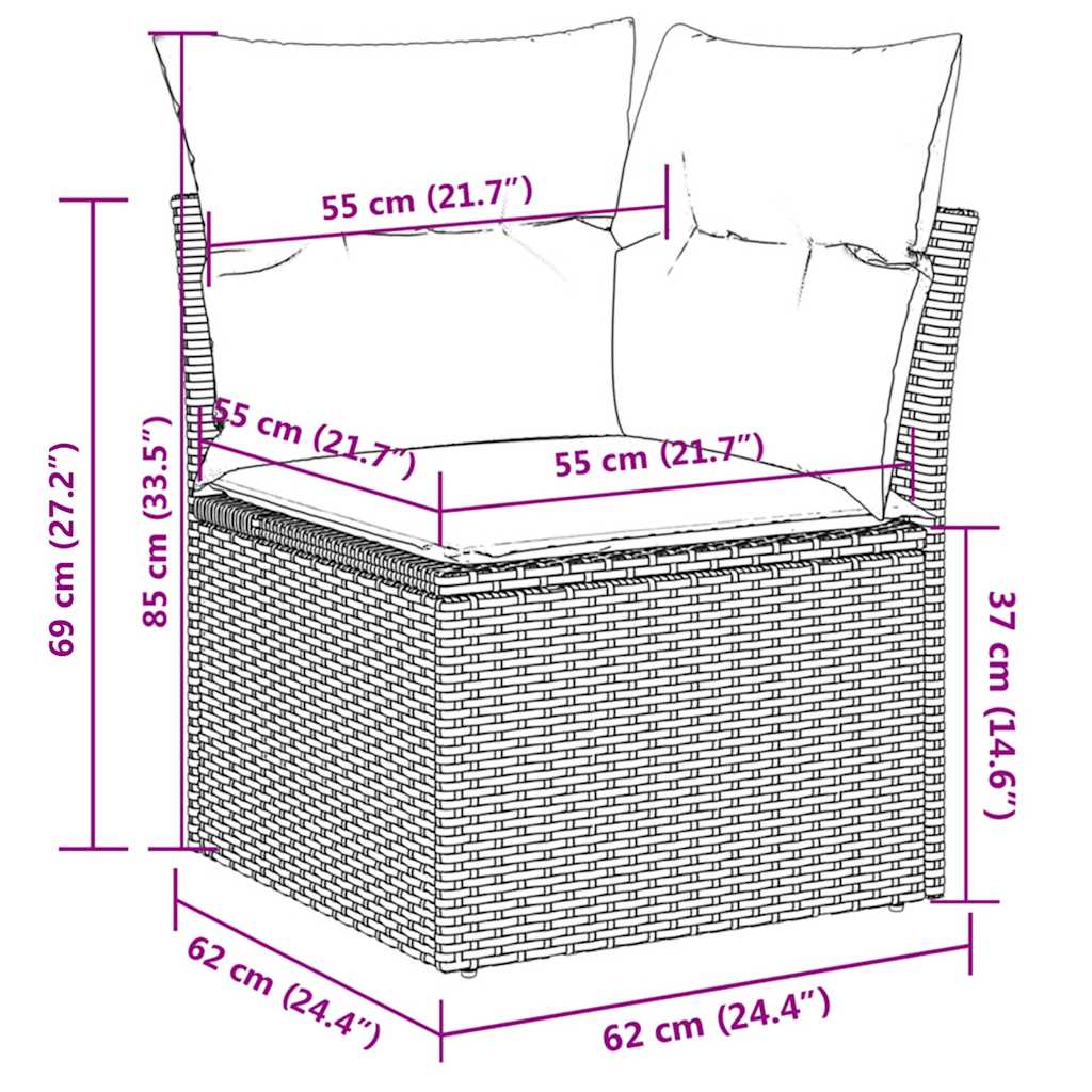 5-dijelni vrtni set sofa s jastucima bež od poliratana