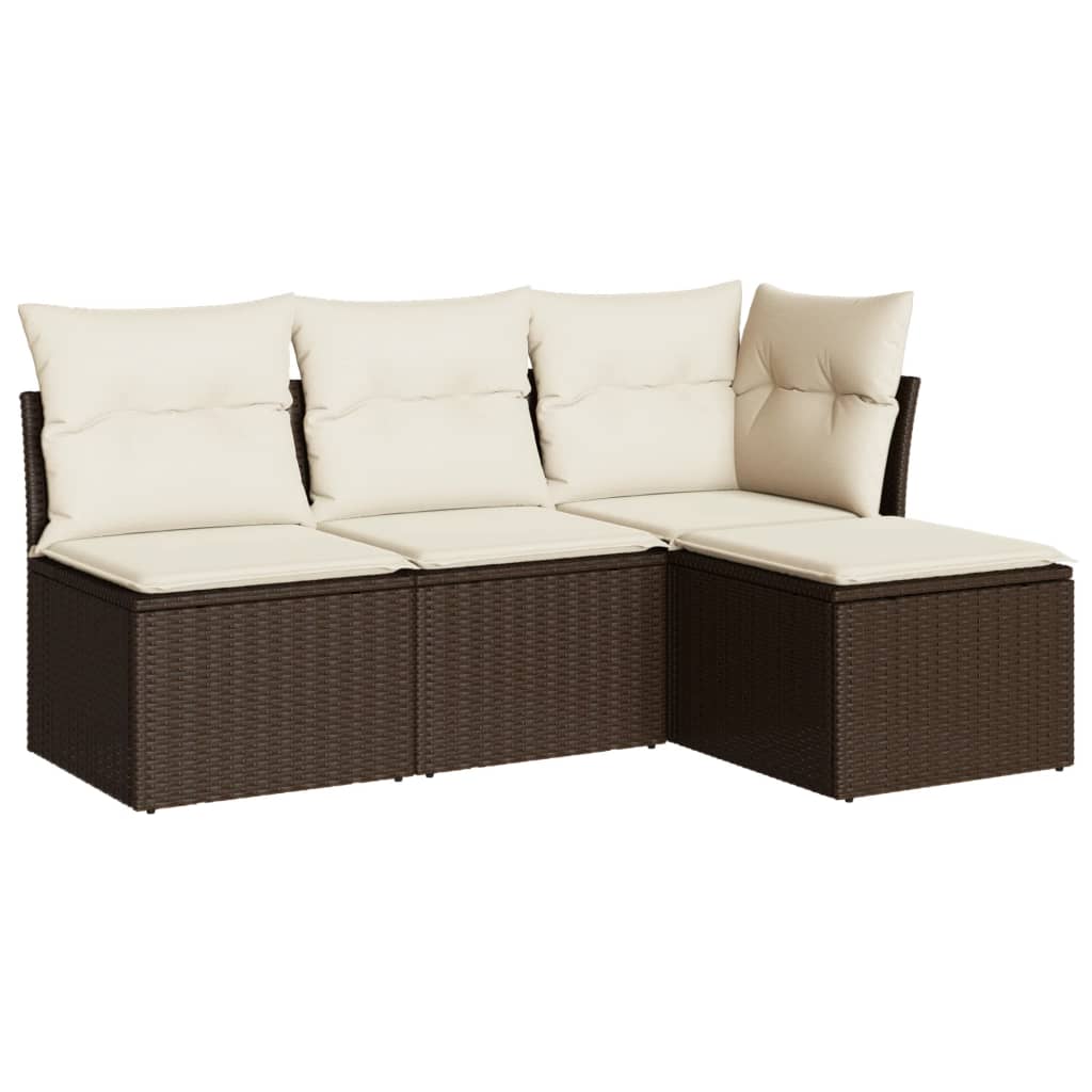 4-dijelni set vrtnih sofa od poliratana s jastucima smeđi