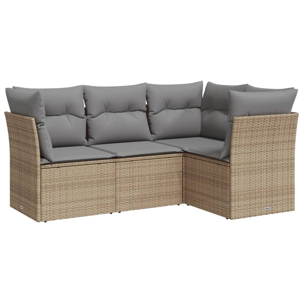 4-dijelni set vrtnih sofa s jastucima bež od poliratana