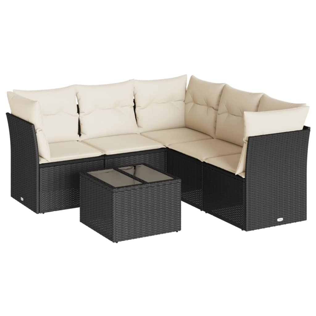 6-dijelni set vrtnih sofa s jastucima crni od poliratana