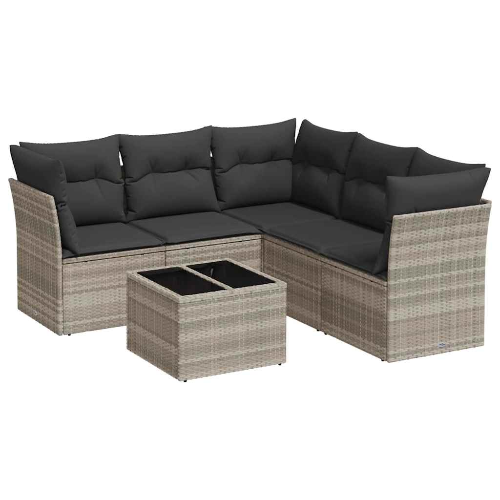 6-dijelni set vrtnih sofa od poliratana s jastucima svjetlosivi