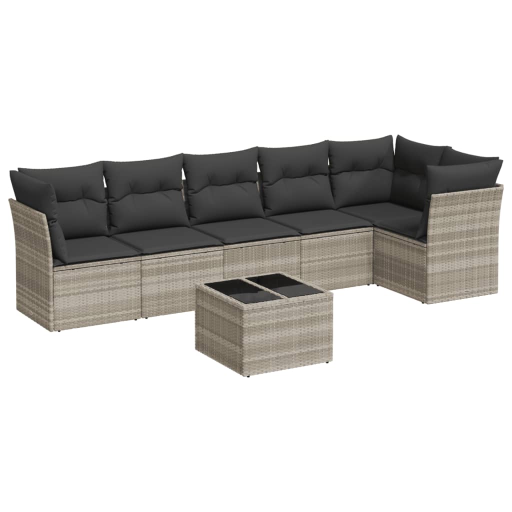 7-dijelni set vrtnih sofa svjetlosivi od poliratana