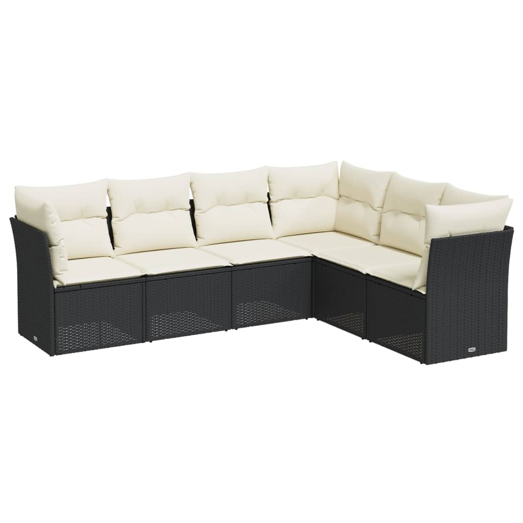 6-dijelni set vrtnih sofa s jastucima crni od poliratana