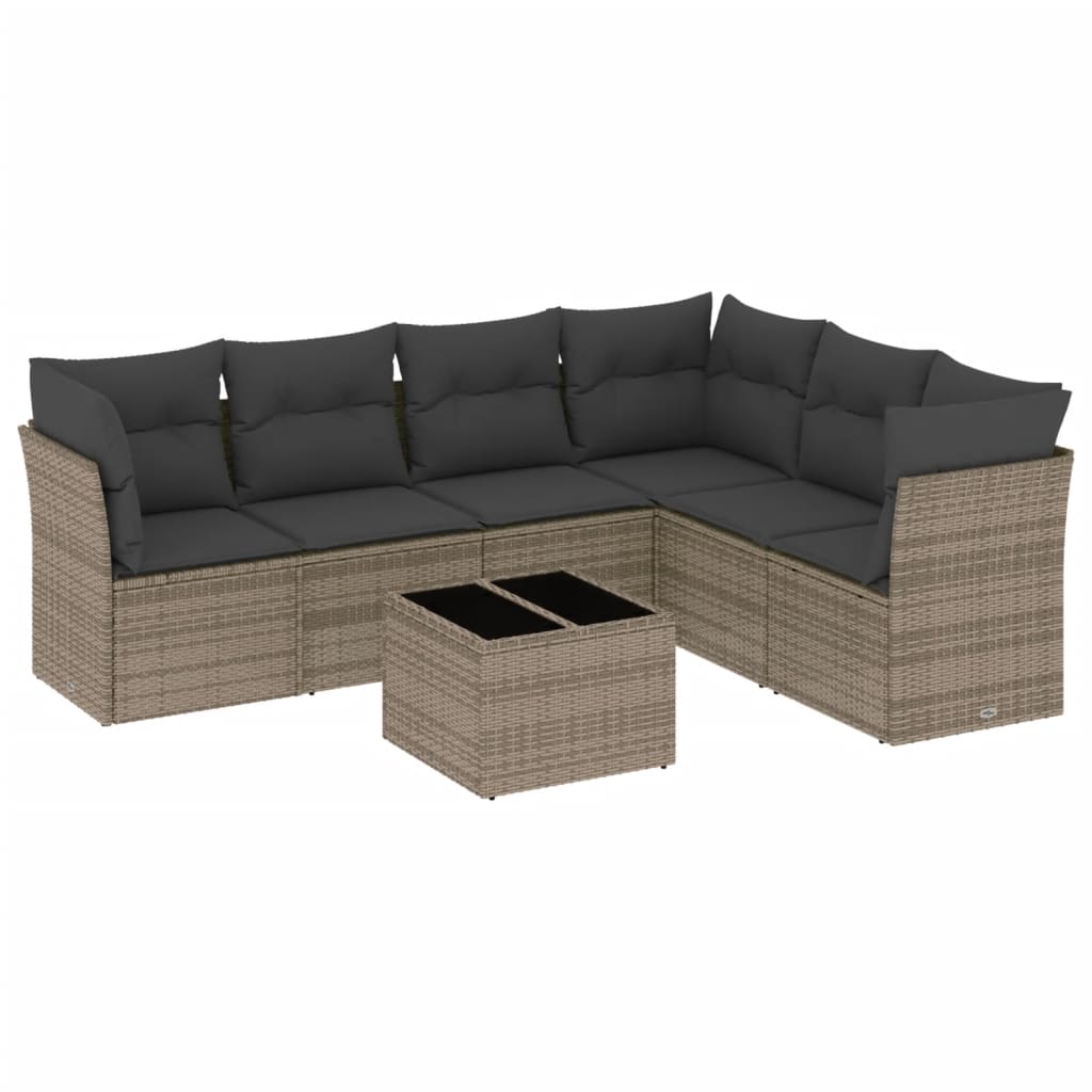 7-dijelni set vrtnih sofa sivi od poliratana