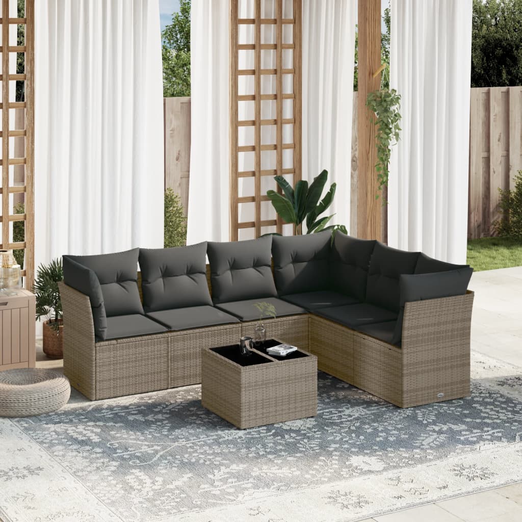 7-dijelni set vrtnih sofa sivi od poliratana