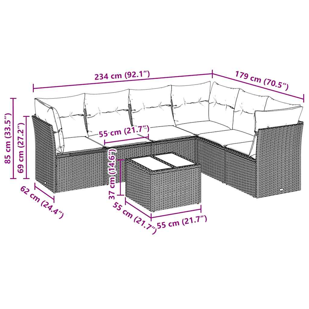 7-dijelni set vrtnih sofa svjetlosivi od poliratana
